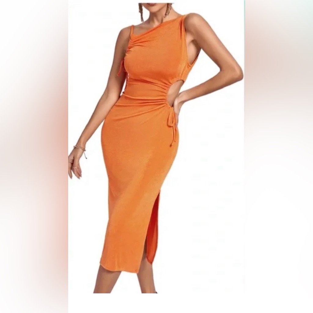 Chic One Shoulder Orange Dress